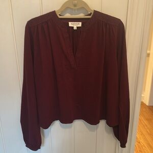 NEW NATION LTD maya v-neck top in bordeaux